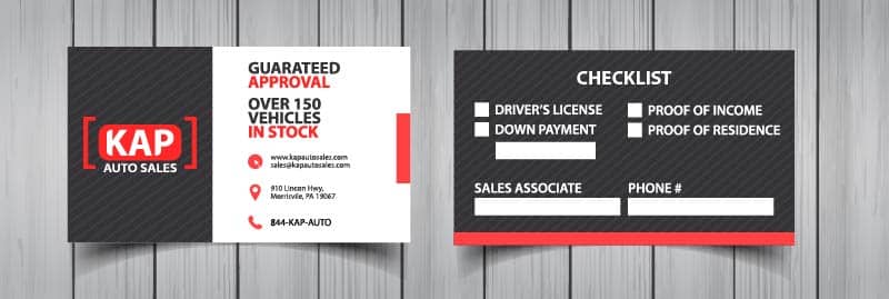 Business Card Design for used cars dealership